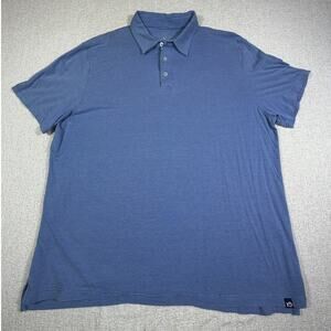 Southern Tide Mens 2XL Blue White Stripe 3 Button Short Sleeve Polo Shirt Preppy